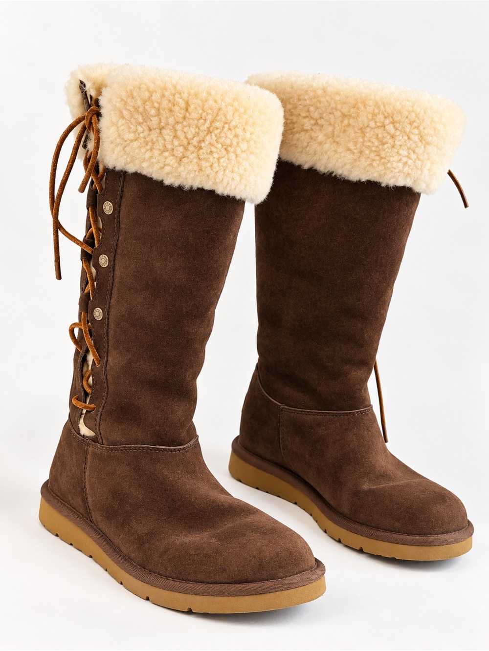 UGG Brown Suede Shearling-Lined Winter Boots